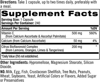 Natrol Easy-C Immune Health, Supports Immune Health with Vitamin C and Bioflavonoids, Bios Vegi Capsules, 500 mg, 240 Count