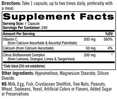 Natrol Easy-C Immune Health, Supports Immune Health with Vitamin C and Bioflavonoids, Bios Vegi Capsules, 500 mg, 240 Count