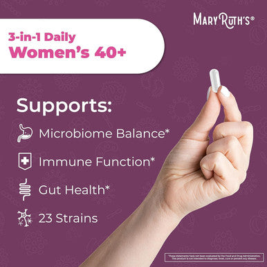 Maryruth Organics 3-in-1 Daily Health 40+ Probiotics for Women | Clinically Tested | Estrogen Supplement for Women | 50 Billion CFU | Allergen | 30 ct