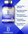 Carlyle Vitamin B Complex Plus Vitamin C | 300 Caplets | Vegetarian, Non-Gmo And Gluten Free Supplement