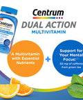 Centrum Multigummies Multi+ Dual Action Mental Focus Adult Multivitamin With Caffeine From Green Tea Supports Mental Focus Attention And Alertness Lemon/Orange Flavors - 90 Count