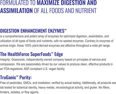 HealthForce SuperFoods Digestion Enhancement Enzymes- All Natural Plant Sourced Enzyme Supplement, Promotes Healthy Gut - Gluten Free, 120 Count (Pack of 1)