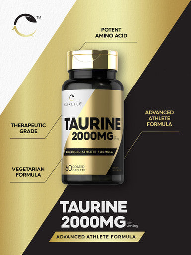 Carlyle Taurine 2000Mg | 60 Caplets | Vegetarian, Non-Gmo,And Gluten Free Supplement | Advanced Athlete Formula