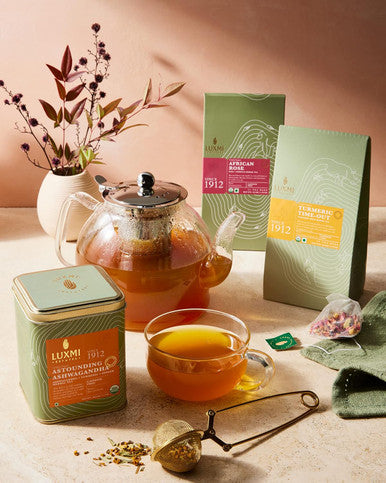Luxmi Estates Herbal Tea Collection 25 Tea Bags EA x 3 | Turmeric Tea Ashwagandha Tea African Rose Tea | USDA Organic Herbal Tea