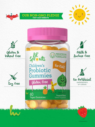 Carlyle Children's Probiotic | 60 Gummies | Tropical Flavor | Vegan Non-GMO & Gluten Supplement | by Lil' Sprouts