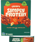 Simply Protein - Crispy Bars Variety Pack, Peanut Butter + Dark Chocolate Almond - Plant Based Protein Bars - 13g Protein, 2g Sugar, 7g Fiber - Vegan, Gluten Free, Non GMO - 16 Bars, 2 Boxes