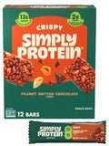 Simply Protein - Crispy Bars Variety Pack, Peanut Butter + Dark Chocolate Almond - Plant Based Protein Bars - 13g Protein, 2g Sugar, 7g Fiber - Vegan, Gluten Free, Non GMO - 16 Bars, 2 Boxes