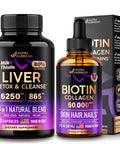 NUTRAHARMONY Liquid Biotin, Collagen Drops & Liver Support Detox Blend