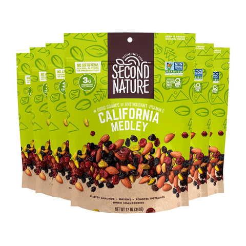 Second Nature Wholesome Medley Trail Mix - 12 Count, 2.25 oz Individual Snack Packs, Certified Gluten-Free Ã¢â‚¬â€œ Dark Chocolate, Dried Fruit and Nut Trail Mix, Ideal for Travel Snacks