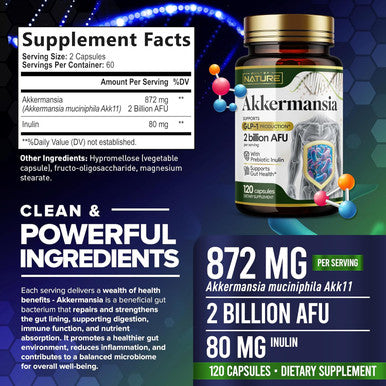 Built by Nature Akkermansia Muciniphila Probiotic Supplement 2 Billion AFU Supports GLP 1 Immune and Digestive Gut Health 120 Delayed Release Capsules