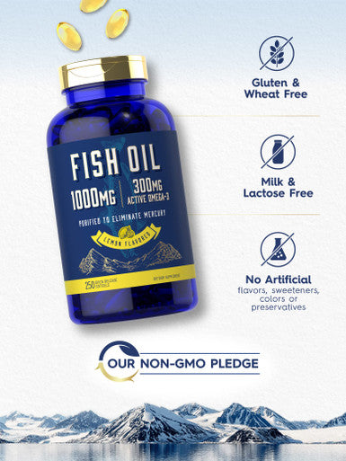 Fish Oil 1000Mg | 300Mg Omega 3 | 250 Count | Non-Gmo And Gluten Free Supplement