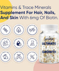Moerie Ultimate Hair Boost Supplement For Women & Men - Hair, Skin, Nails Vitamins With Biotin & Minerals For Hair Health - Thicker Hair - 60 Capsules
