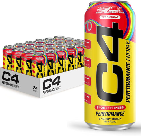 C4 Performance Energy Drink, Cherry Popsicle, Zero Sugar Carbonated Preworkout Energy, 200mg Caffeine with Beta Alanine, 16 Fl Oz (12 Pack)