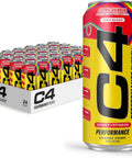 Cellucor C4 Performance Energy Drink | Strawberry Blast | Zero Sugar Carbonated Preworkout Energy | 200mg Caffeine with Beta Alanine | 16 Fl Oz (12 Pack)