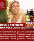 N1N Premium D Mannose with Cranberry and Hibiscus Max Strength 1350mg Naturally Supports Urinary Tract Health Flush Impurities and Bladder Health 120 Veg Caps