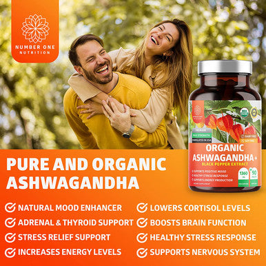 N1N Premium Organic Ashwagandha 1360mg Black Pepper Extract 90 Tablets