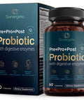 Sunergetic Premium 4-in-1 Probiotic Prebiotic, Postbiotic & Digestive Enzymes for Men & Women Supports Gut, Digestion & Immunity Complete Gut Health with Pre, Post, Probiotics & Digestive Enzymes 60 Capsules
