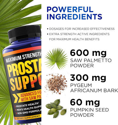 Prostate Supplements For Men - 90 Natural Prostate Health Capsules - Pumpkin Seeds, Pygeum And Saw Palmetto For Men Bladder Control And Healthy Urinary Tract Support- Made In Usa