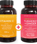 Viva Naturals Vitamin C 1000mg (250 Capsules) and Organic Turmeric Curcumin Supplement with Ginger Extract (90 Tablets) Bundle