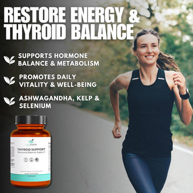 Thyroid Support Supplement With Iodine, Kelp, Ashwagandha, Selenium & Zinc - Supports Energy, Metabolism & Thyroid Health - L-Tyrosine, Schisandra & Bladderwrack - 60 Capsules