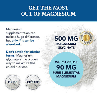 Magnesium Glycinate 500Mg Chelated For Muscle Relaxation, Bones, Heart, Nerve, Sleep & Calm Support For Women & Men High Absorption Magnesium Chelate Supplement & Bisglycinate Complex 120Ct