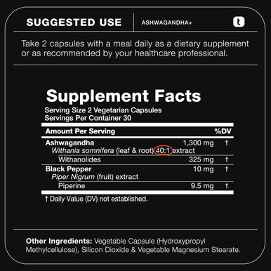 Toniiq Ashwagandha Ultra High Potency 40:1 Extract with 25% Withanolides Wild Harvested in India Highly Concentrated & Third-Party Lab Tested 60 Capsules