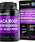 6-In-1 Organic Maca Root & Ashwagandha Capsules 1710Mg W/Dhea & Black Pepper Fruit Extract - Maca Root Capsules For Women & Men - Stamina, Bone And Mood Support Supplement,120 Capsules (40 Servings)
