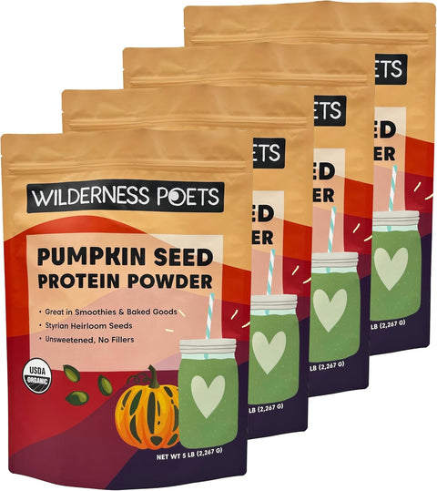 Wilderness Poets, Pumpkin Seed Protein Powder - Organic - Made from 100% Heirloom, Styrian Pumpkin Seeds Grown in Austria (8 Ounce)