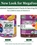MegaFood Vitamin D3 Gummies 2000 Iu (50 Mcg) - Vitamin D Gummies Mixed Fruit Flavor Bone Muscle & Immune Support Supplement Vegetarian Gluten-Free Usda Organic 70 Gummies 35 Servings