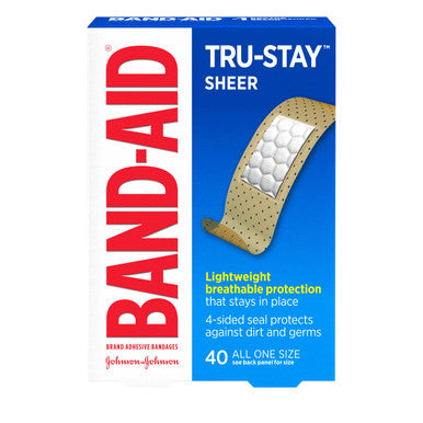 Band-Aid Brand Tru-Stay Sheer Strips Adhesive Bandages For First Aid And Wound Care, All One Size, 40 Ct