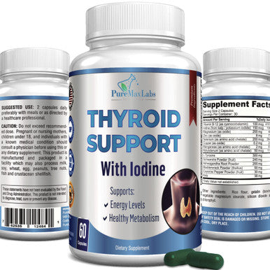 YUMMYVITE Thyroid Support With Iodine - Metabolism Booster, Energy Booster, Increase Focus - Premium Non-Gmo Thyroid Supplement 60 Capsules