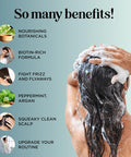 Exfoliating Shampoo Brush Plus Mint Biotin Shampoo - Hair Shampoo Brush And Scalp Exfoliators With Volumizing Shampoo Set Made With Peppermint Essential Oil And Biotin For Thinning Hair