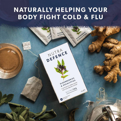 Nutra Tea NUTRADEFENCE - Cold and Flu Tea | Immunity Tea - Supports & Boosts The Immune System Includes Elderberry Eucalyptus and Licorice Root - 20 Enveloped Tea Bags Herbal Tea
