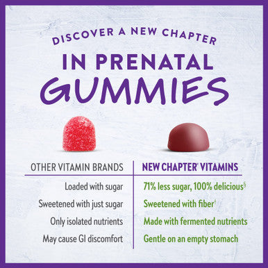 New Chapter Prenatal Multivitamin Gummies 71% Less Sugar, Prenatal Gummies for Mom & Healthy Baby with Prenatal Vitamins Methylfolate, D3, Choline & Ginger, Non-GMO, Gluten Free, Berry Citrus, 90ct