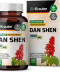 Bio Krauter Dan Shen Root Capsules - Red Sage 1200 Mg - Antioxidant Source - Salvia Miltiorrhiza Root Capsules - 100 Vegan Capsules