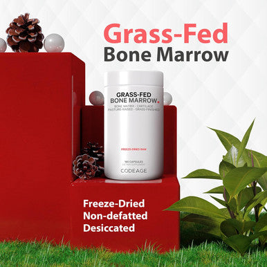 Codeage Grass Fed Bone Marrow Supplement ze Dried Non Defatted and Desiccated Beef Bone Marrow Pills Raw Whole Bone Marrow Bone Matrix Cartilage 3000mg per Serving 180 Capsules