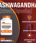 BulkSupplements Ashwagan Root Extract Capsules - Herbal Supplement, Ashwagan Capsules - - 2 Capsules - 2-Month Supply (120 Capsules)