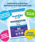 Kids Magnesium Sublingual 90 Tablets (V) (not Capsules or Gummies) for Anxiety, Sleep, Ticks. Vegan Chewable Magnesium Citrate for Children. Made in The UK by Health4All