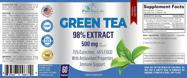 YUMMYVITE Green Tea Extract 98% - 3X Strength, 75% Polyphenol Catechins, 45% Egcg, Super Antioxidant - 60 Capsules