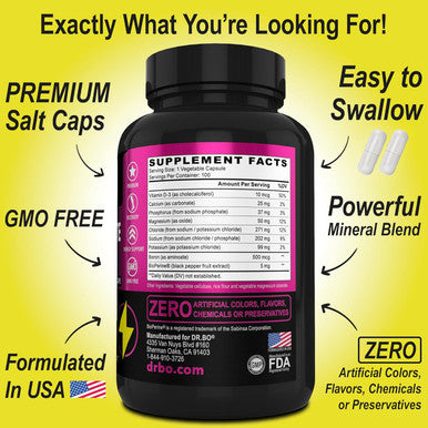 Electrolyte Pills Supplement Salt Tablets - Electrolytes Capsules With Potassium, Magnesium, Sodium, Chloride, Calcium Replacement For Keto, Cramps & Rehydration Salts Supplements - 100 Hydration Caps