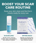 Epiderm Silicone Gel Scar Strips - Premium-Grade Silicone Scar Tape For Optimal Scar Care-Versatile, Flexible & Reusable - Ideal For C-Section, Tummy Tuck & Cardiac Surgery Scars - 1.4"X6", Clear