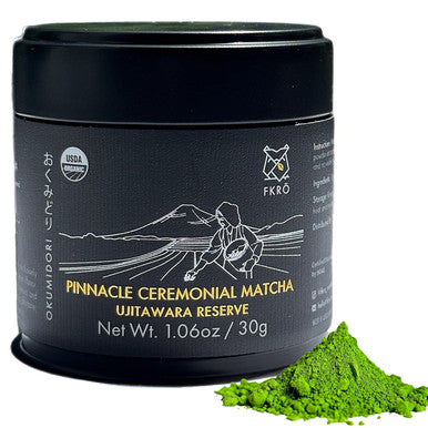 FKRO Pinnacle Okumidori Ceremonial Reserve Matcha | USDA Organic 1st Harvest Green Tea Powder from Uji Kyoto | Fresh Monthly from Japan | 30g Tin