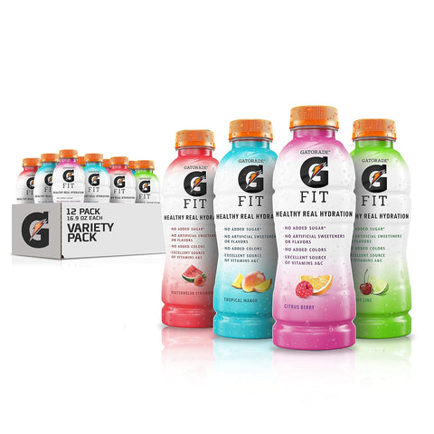 Gatorade Fit Electrolyte Beverage, Healthy Real Hydration, Watermelon Strawberry, 16.9.oz Bottles (12 Pack)