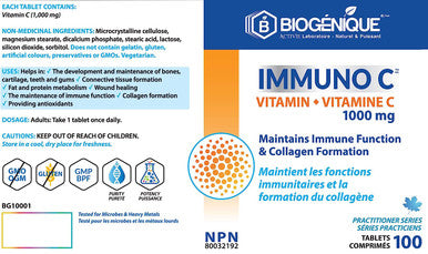 Immuno C- Immune Function & Antioxidant Support, Biogenique (100caps)