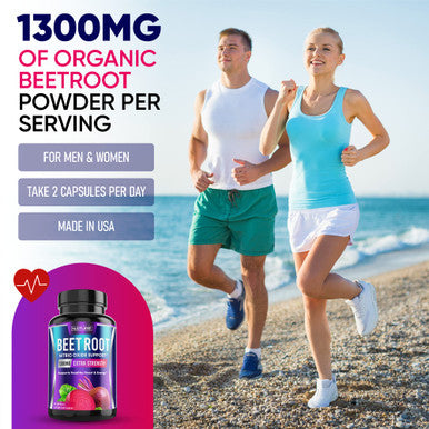 Built Nature Beetroot Supplement Capsules For Nitric Oxide Booster - Rich In Nitrates - Organic Beet Root For Natural Energy & Peformance - 60 Capsules