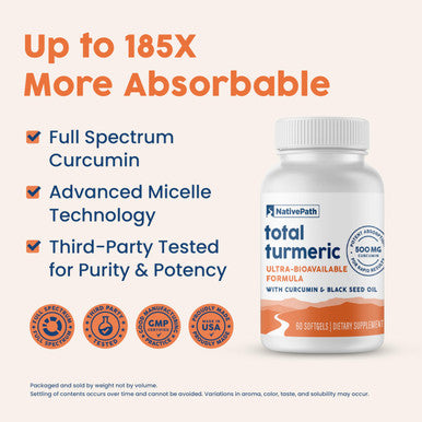 NativePath Turmeric Curcumin with Black Seed Oil - Advanced Antioxidant & Joint Support Supplement - Premium Turmeric Softgels with Enhanced High Absorption Non-GMO & Gluten-Free 60 Softgels