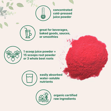 Micro Ingredients Organic Beet Root Powder 1 Pound Cold Pressed and Water Soluble Beet Juice Pre-Workout Concentrated Powder Energy & Immune System Support Non-GMO