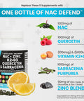 NAC Supplement N-Acetyl Cysteine 1000mg Vitamin D3 K2 Zinc Quercetin 1000mg Sarracenia Purpurea 1000mg with Elderberry Holy Basil Bee Propolis Bromelain L-Lysine - 60 Count