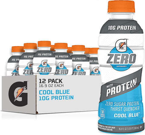 Gatorade Zero With Protein, 10g Whey Protein Isolate, Zero Sugar, Electrolytes, 3 Flavor Variety Pack, Liquid, Bottle, 16.9 Fl Oz, 12 Pack