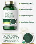 Carlyle Organic Chlorella Spirulina Tablets | 1300 Count | 50/50 Blend | Non-Gmo And Gluten Free